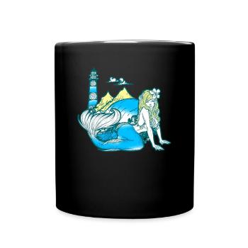 Meerjungfrau Seejungfrau Nixe Märchen - Tasse einfarbig - Schwarz - Vorne
