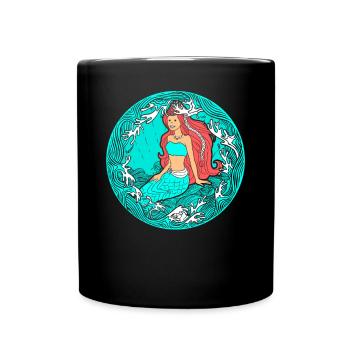 Meerjungfrau Seejungfrau Nixe Märchen - Tasse einfarbig - Schwarz - Vorne