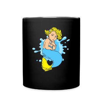 Meerjungfrau Seejungfrau Nixe Märchen - Tasse einfarbig - Schwarz - Vorne