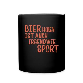 sportlicher Bier trinker - Tasse einfarbig - Schwarz - Vorne