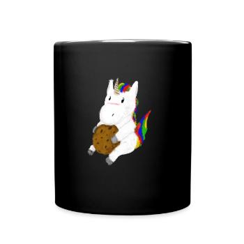 Einhorn Cookie - Tasse einfarbig - Schwarz - Vorne