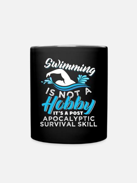 Swimming Is A Post Apocalyptic Survival Skill - Full Colour Mug - black