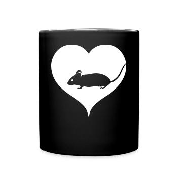 Herz Maus - Tasse einfarbig - Schwarz - Vorne