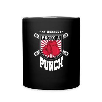 Mein Workout-Packs ein Punch - Tasse einfarbig - Schwarz - Vorne