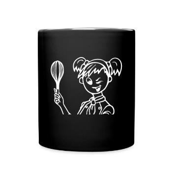 Kesses Mädchen als Köchin Mit Schneebesen - Tasse einfarbig - Schwarz - Vorne