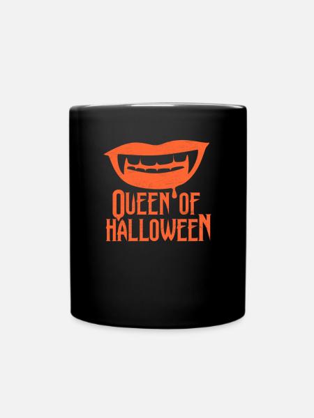 Queen of Halloween, vampire, teeth - Full Colour Mug - black