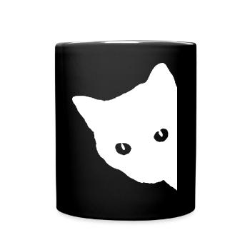 Visage de chat blanc - Mug uni - noir - Devant