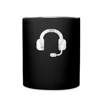 Headset / Kopfhörer / DJ / Gamer - Tasse einfarbig - Schwarz - Vorne