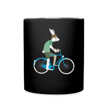Hase Kaninchen Fahrrad Geschenk Radsport Radtour - Tasse einfarbig - Schwarz - Vorne