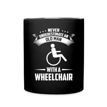 Never Underestimate An Old Man With Wheelchair - Full Colour Mug - black - Front