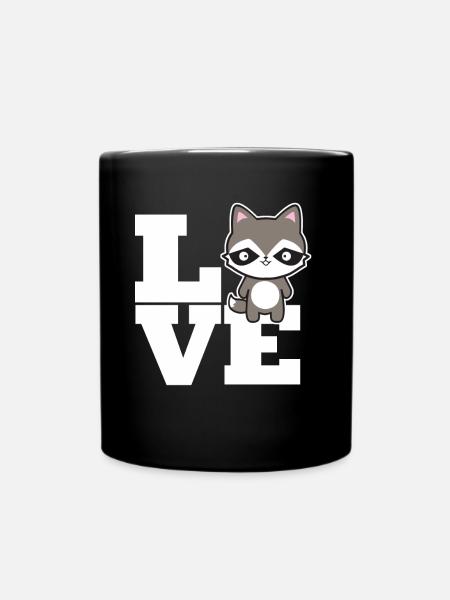 Waschbär - Tasse einfarbig - Schwarz