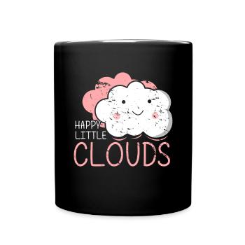 Happy Little Clouds Geschenk Süß Kinder Mädchen - Tasse einfarbig - Schwarz - Vorne