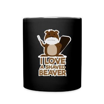 I love a shaven beaver saying gift - Full Colour Mug - black - Front