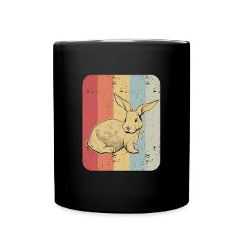 Hase Kaninchen Retro Vintage Geschenk - Tasse einfarbig - Schwarz - Vorne