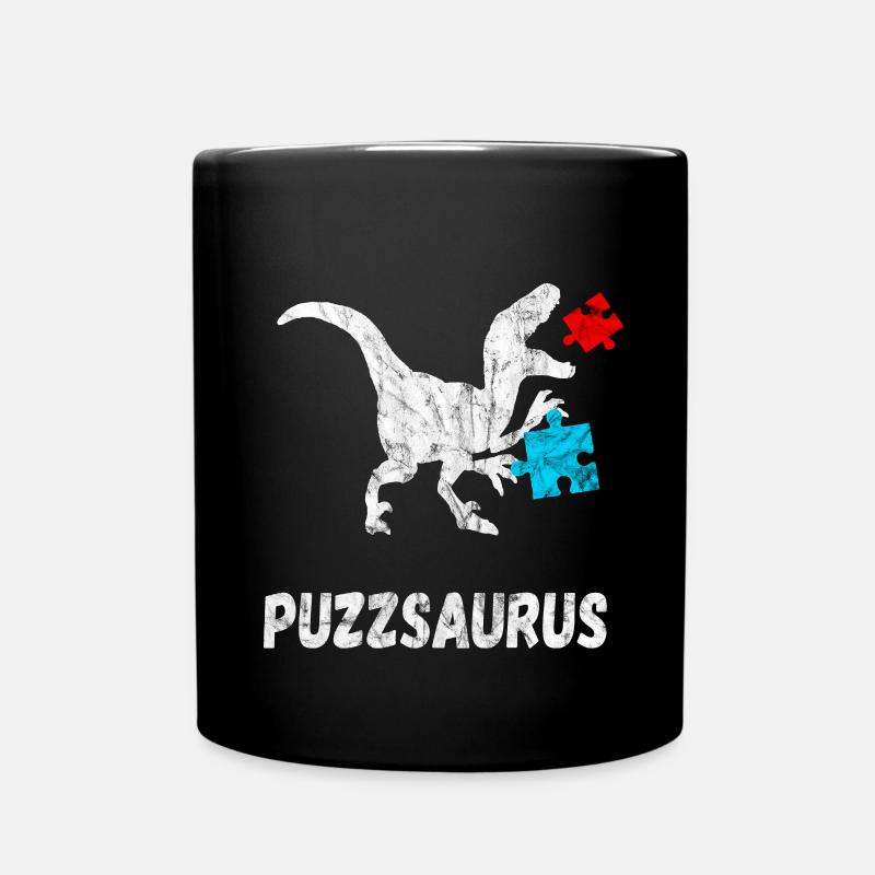 Puzzlen Saurus Dinosaurier Puzzleteile Geschenke - Tasse einfarbig - Schwarz