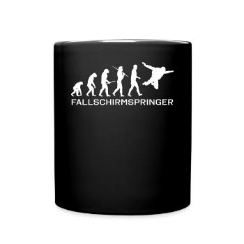 Human Evolution Parachuting Fallschirm Geschenk - Tasse einfarbig - Schwarz - Vorne