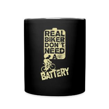Biking without battery - Full Colour Mug - black - Front