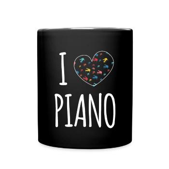 Piano Piano Player I Love Piano Shirt Gift - Full Colour Mug - black - Front