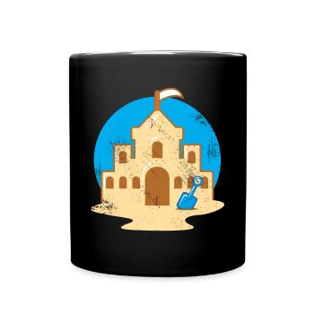 Sand castle sand castle castle beach children - Full Colour Mug - black - Front