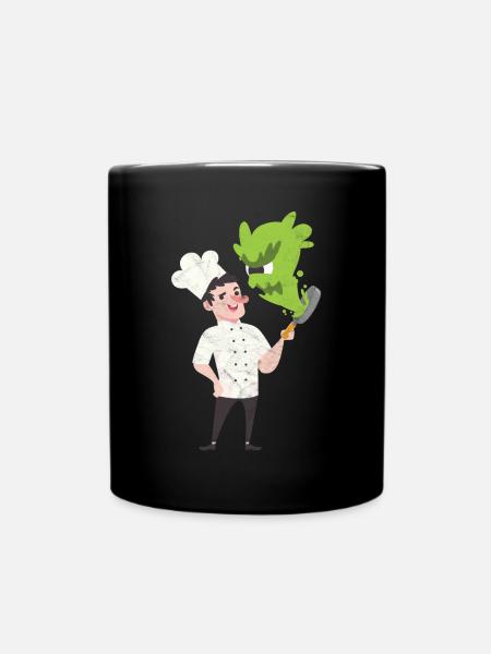 Chef Chef Pan Gift Comic Chef Hat Monster - Full Colour Mug - black