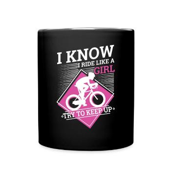Ride like a girl - Tasse einfarbig - Schwarz - Vorne