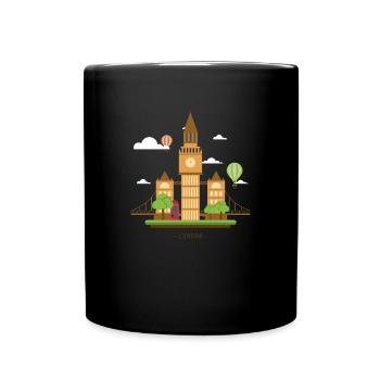 London - Tower Bridge und Big Ben - Tasse einfarbig - Schwarz - Vorne
