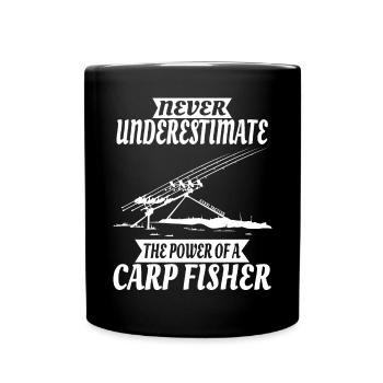 Never underestimate a carp angler - carp - Full Colour Mug - black - Front