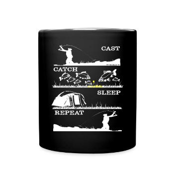 cast catch sleep repeat _ Karpfenangeln Karpfen - Tasse einfarbig - Schwarz - Vorne