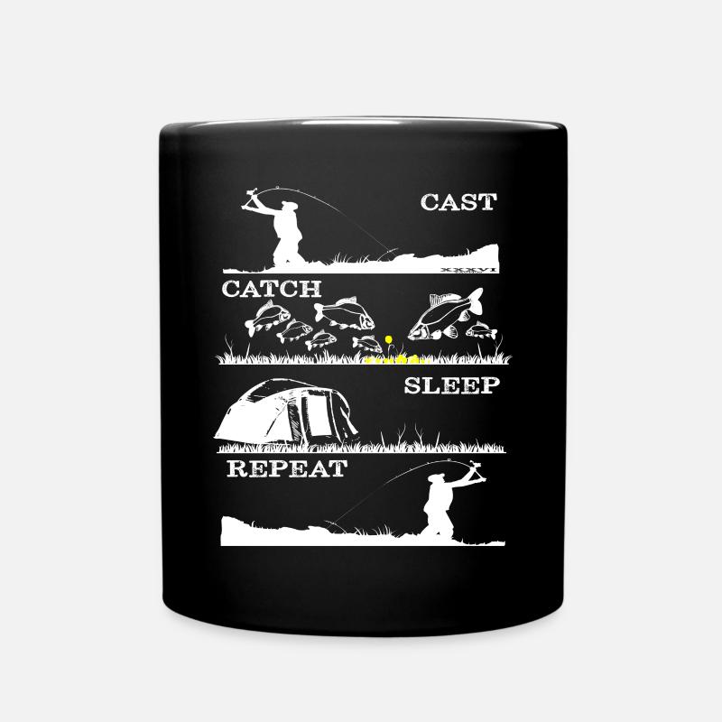cast catch sleep repeat _ Karpfenangeln Karpfen - Tasse einfarbig - Schwarz