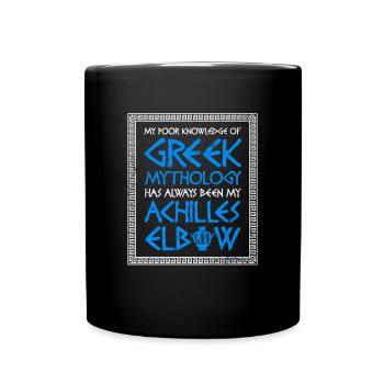 Poor Knowledge Greek Mythology Achilles Elbow - Tasse einfarbig - Schwarz - Vorne