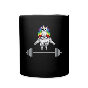 Einhorn Powerlifting Gym Fitness - Tasse einfarbig - Schwarz - Vorne