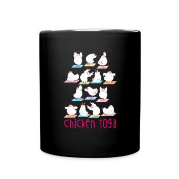 Yoga du poulet - Mug uni - noir - Devant