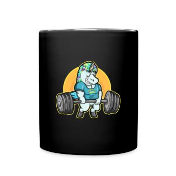 Einhorn Gym Fitness Gewichte Workout Geschenk - Tasse einfarbig - Schwarz - Vorne