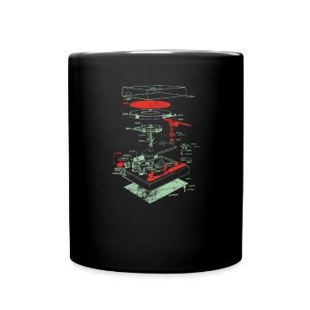 Vintage Turntable Schematic - Retro DJ - Tasse einfarbig - Schwarz - Vorne