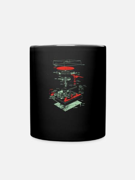 Vintage Turntable Schematic - Retro DJ - Tasse einfarbig - Schwarz