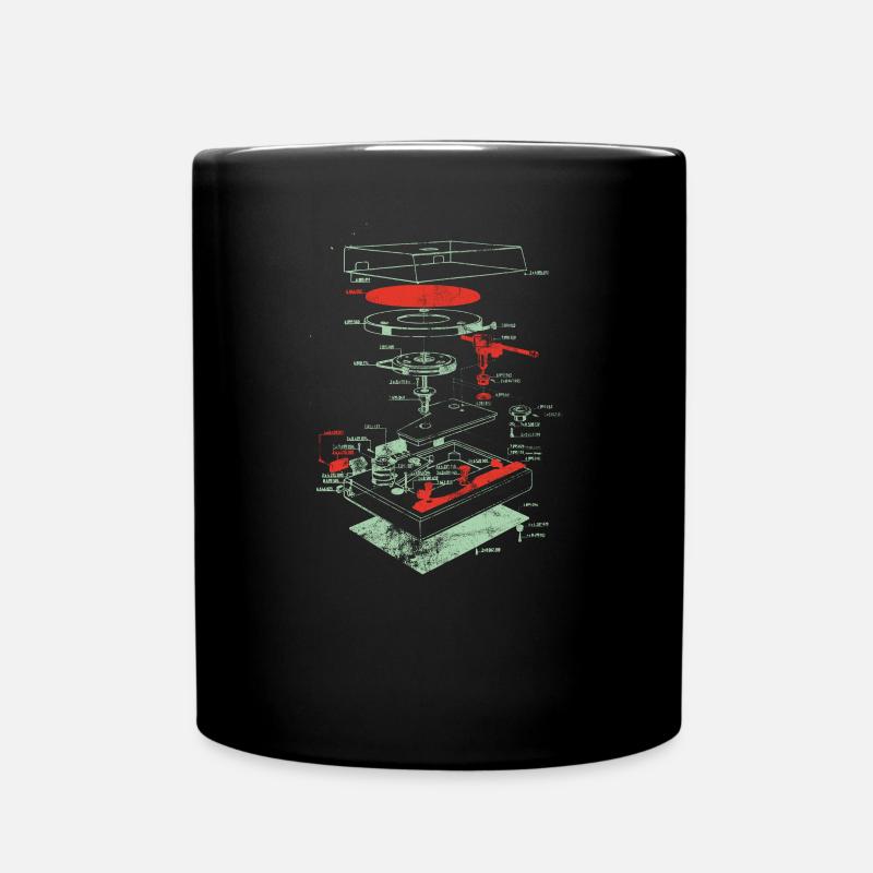 Vintage Turntable Schematic - Retro DJ - Tasse einfarbig - Schwarz