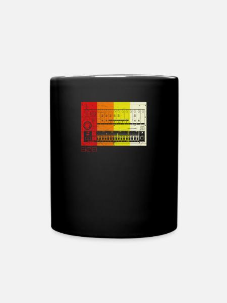 Analog Vintage Drum Machine - Vintage Synth Nerd - Full Colour Mug - black