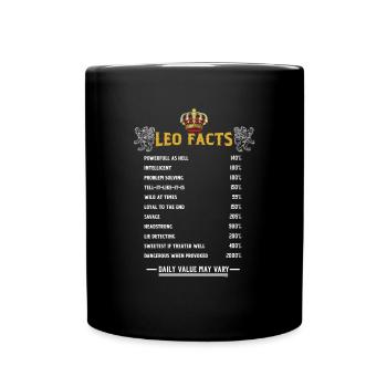 Leo Fakten - Tasse einfarbig - Schwarz - Vorne
