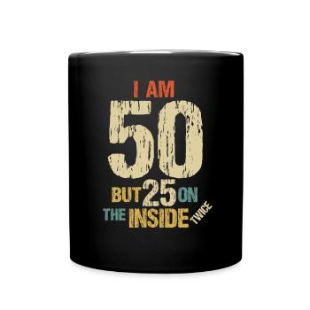 50th Birthday Men Women Round Birthday - Full Colour Mug - black - Front