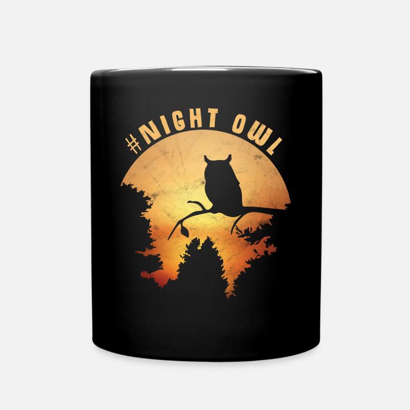 Nachtschwärmer Geschenk Eule Uhu Party nachtaktiv - Tasse einfarbig - Schwarz