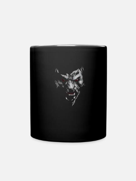 Werewolf face horror wolf full moon myth wolves - Full Colour Mug - black