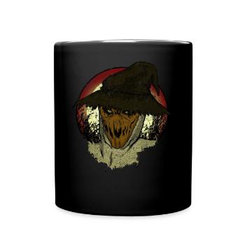 Gruselige Vogelscheuche Strohmann Scarecrow Feld - Tasse einfarbig - Schwarz - Vorne