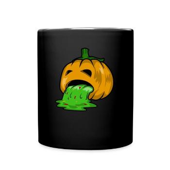 Puking Halloween Pumpkin Shirt - Mug uni - noir - Devant