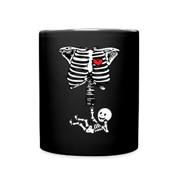 Squelette de grossesse d'Halloween avec bébé - Mug uni - noir - Devant