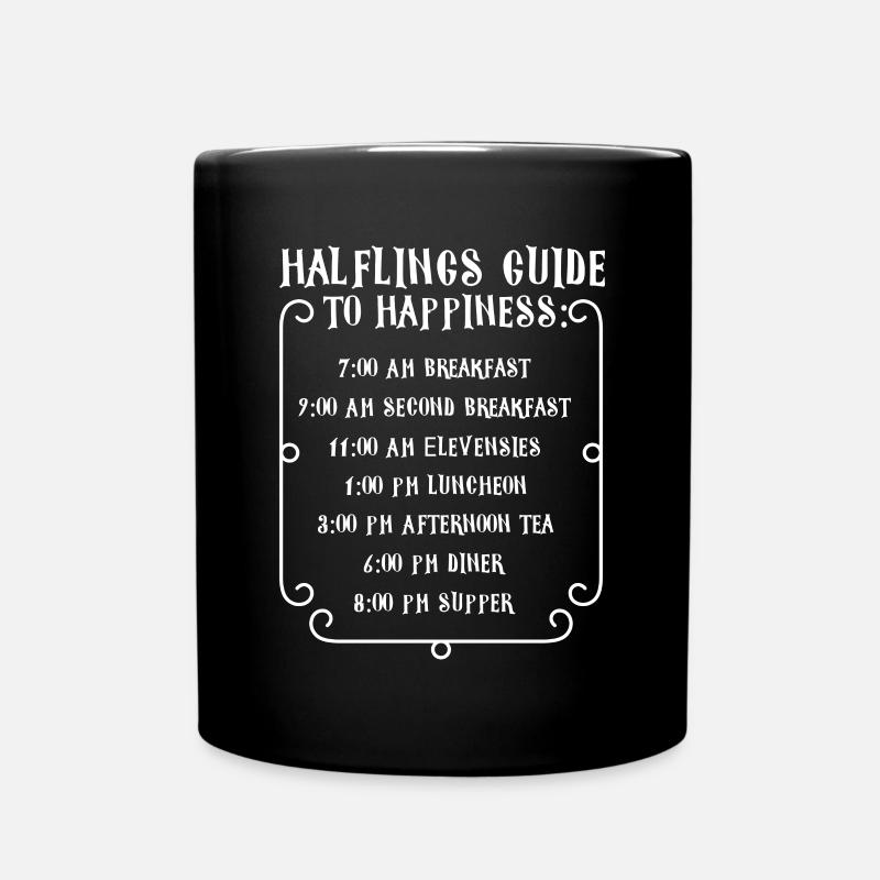 Pen and Paper Halflings Guide to Happiness Spruch - Tasse einfarbig - Schwarz