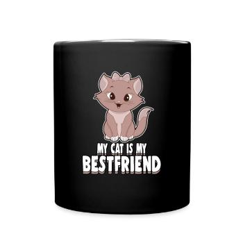 Meine Katze ist mein Bester Freund Geschenkidee - Tasse einfarbig - Schwarz - Vorne