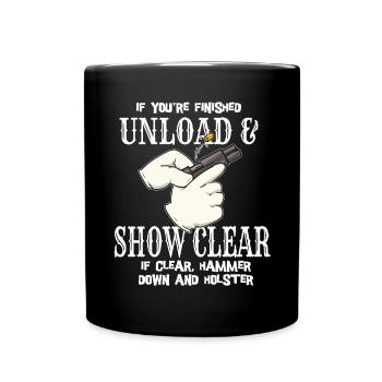 Shooting Pistol Unloading Bullet Firearm - Full Colour Mug - black - Front