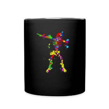 Neon Dab Dabbing Skelett 80s 80er Dab Tanz - Tasse einfarbig - Schwarz - Vorne