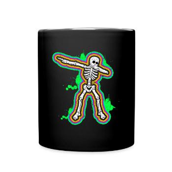 80er Neon Dab Dabbing Skelett 80s 80er Dab Tanz - Tasse einfarbig - Schwarz - Vorne