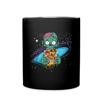 Zombie halloween outer space pizza gift - Full Colour Mug - black - Front